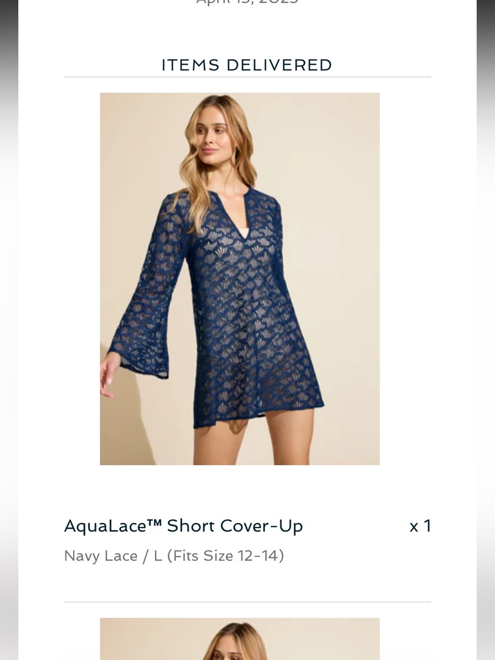 Stylest Aqualace Navy Lace Swim Cover-Up Short Dress Size L